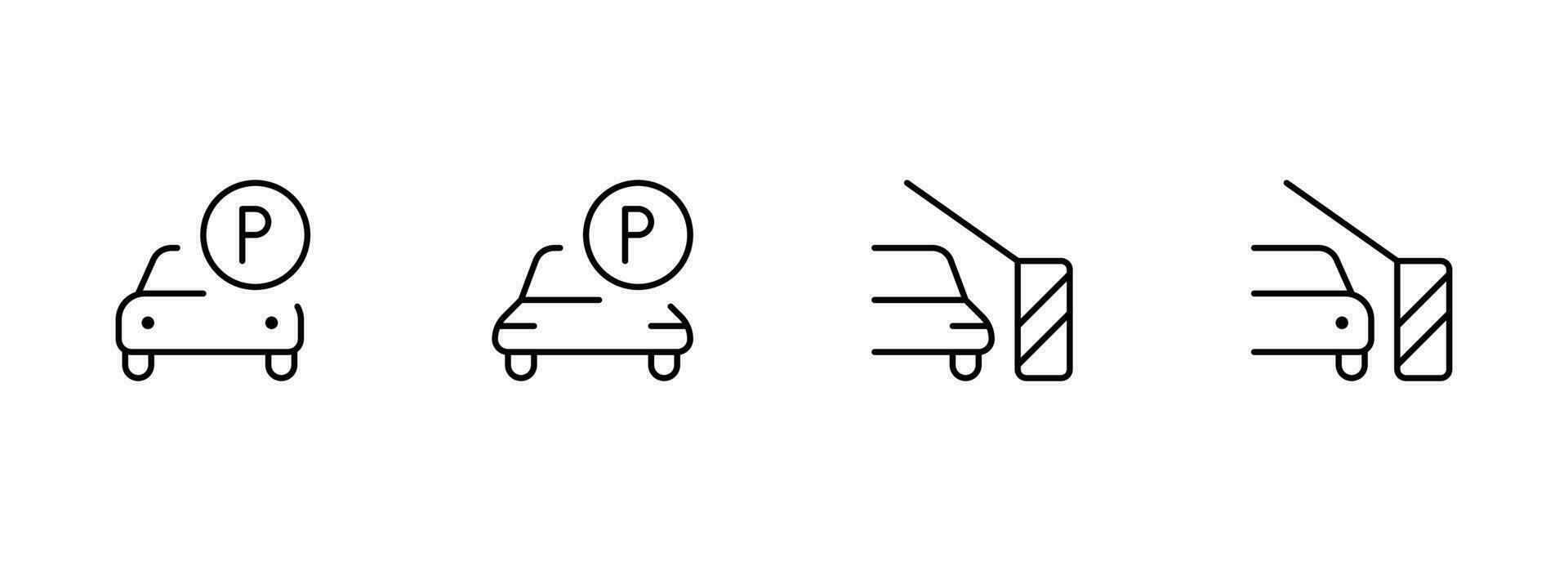 Parkplatz Symbol. Auto Parkplatz Symbol. Vektor Illustration. linear editierbar Schlaganfall. Linie, solide, eben Linie, dünn Stil und geeignet zum Netz Buchseite, Handy, Mobiltelefon Anwendung, ui, ux Design.