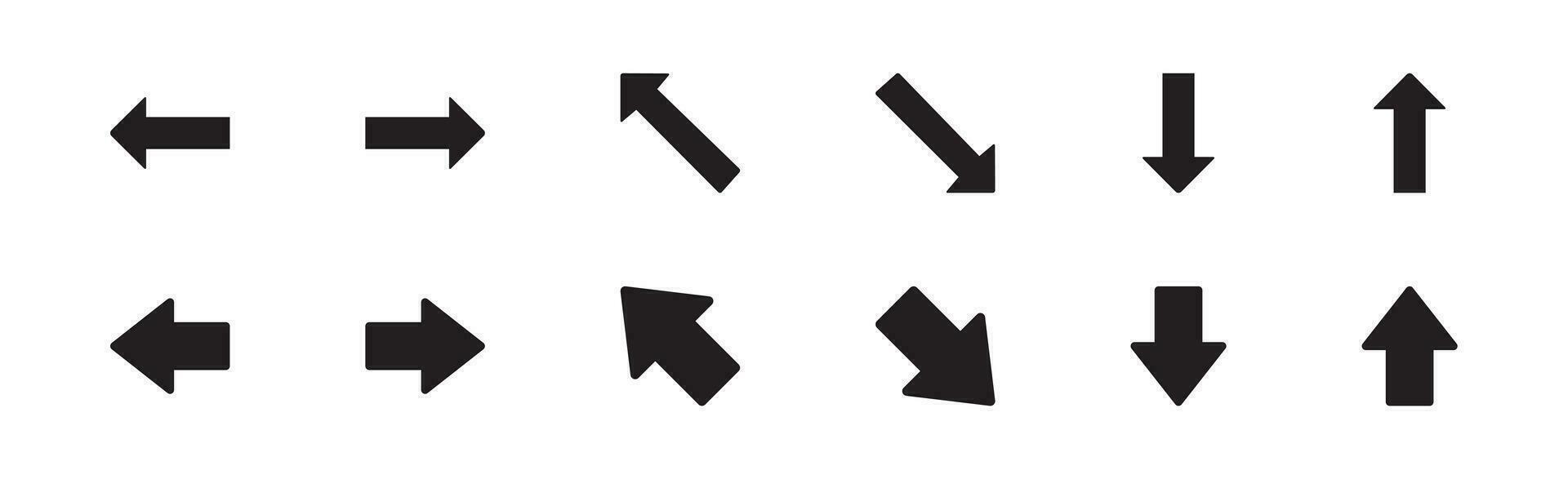 pil riktning ikoner uppsättning tecken och symbol vektor design
