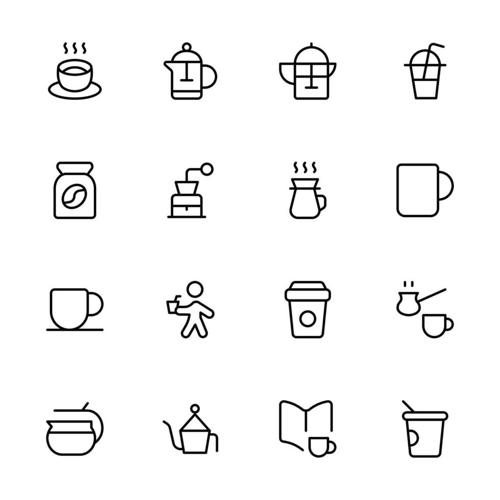 Kaffee Bohne verbunden Symbol Vektor einstellen Design mit editierbar Schlaganfall. Linie, solide, eben Linie, dünn Stil und geeignet zum Netz Buchseite, Handy, Mobiltelefon Anwendung, ui, ux Design.