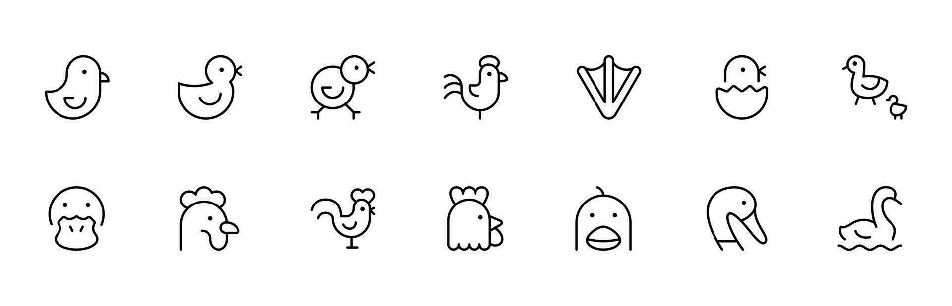 Hähnchen Symbol. Ente Symbol. eben Vektor und Illustration, Grafik, editierbar Schlaganfall. geeignet zum Webseite Design, Logo, Anwendung, Vorlage, und ui ux.