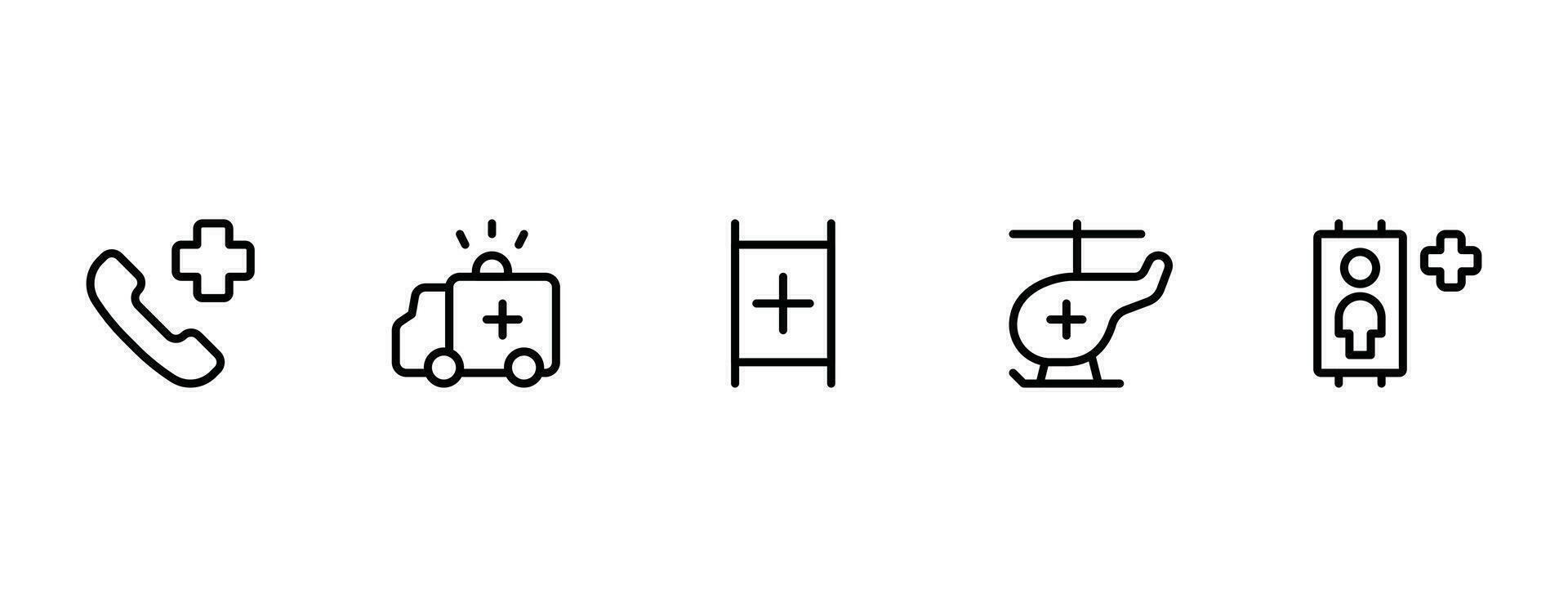 Krankenwagen Symbol, Hubschrauber Krankenwagen Symbol Vektor einstellen Design mit editierbar Schlaganfall. Linie, solide, eben Linie, dünn Stil und geeignet zum Netz Buchseite, Handy, Mobiltelefon Anwendung, ui, ux Design.