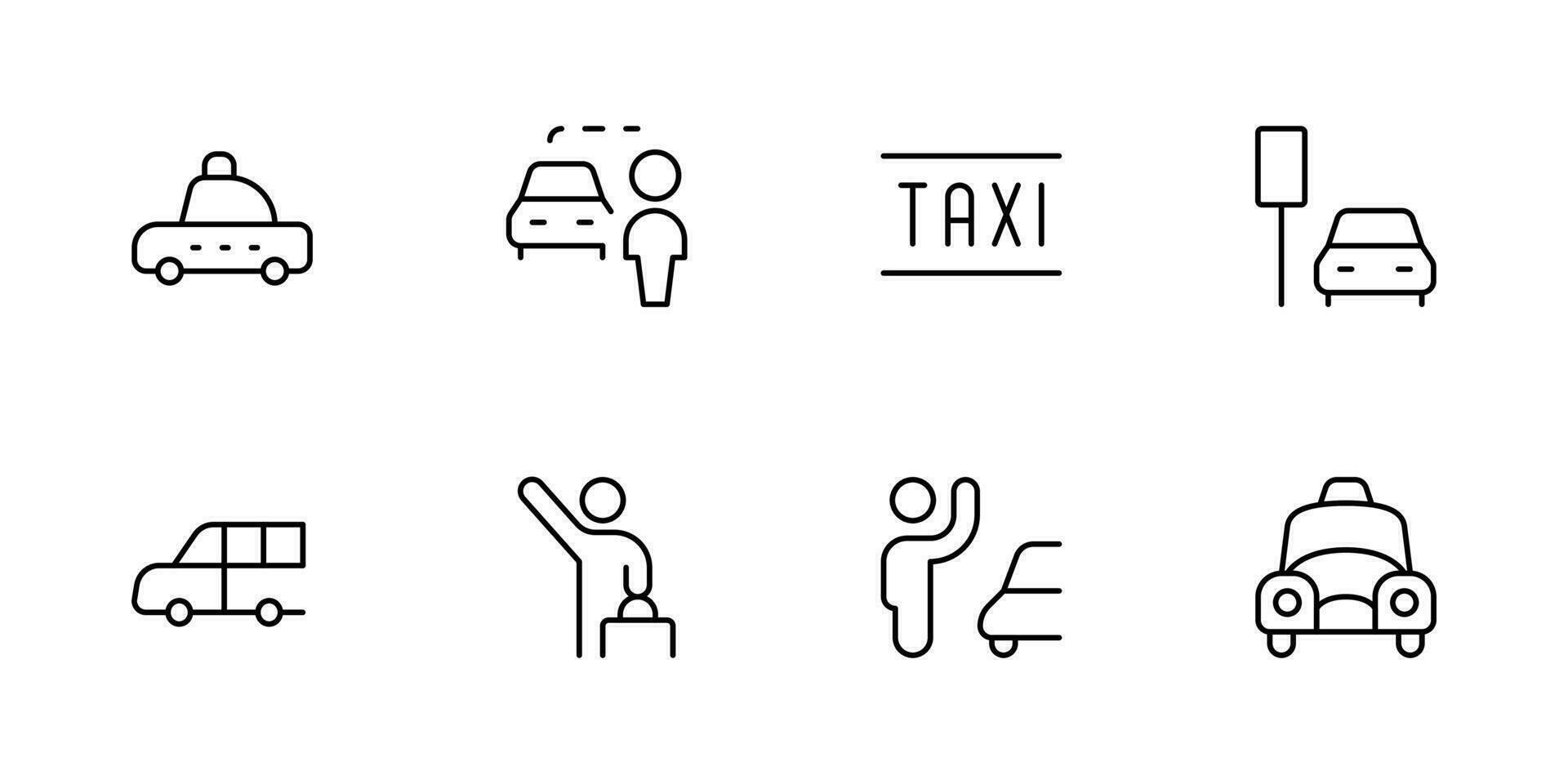 taxi ikon, taxi service, taxi kallelse, vektor illustration. linjär redigerbar stroke. linje, fast, platt linje, tunn stil och lämplig för webb sida, mobil app, ui, ux design.