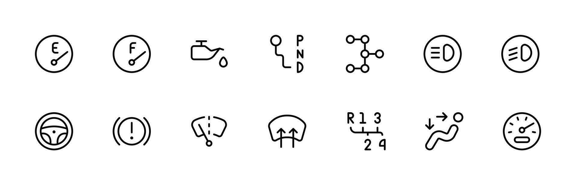 instrumentbräda ikon. bil instrumentbräda panel indikatorer ikon. vektor illustration. linjär redigerbar stroke. linje, fast, platt linje, tunn stil och lämplig för webb sida, mobil app, ui, ux design.