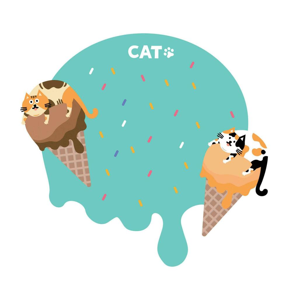 Katze Kopf Emoji Vektor. Haustier Orange Katze Eis Sahne Vektor Illustration.