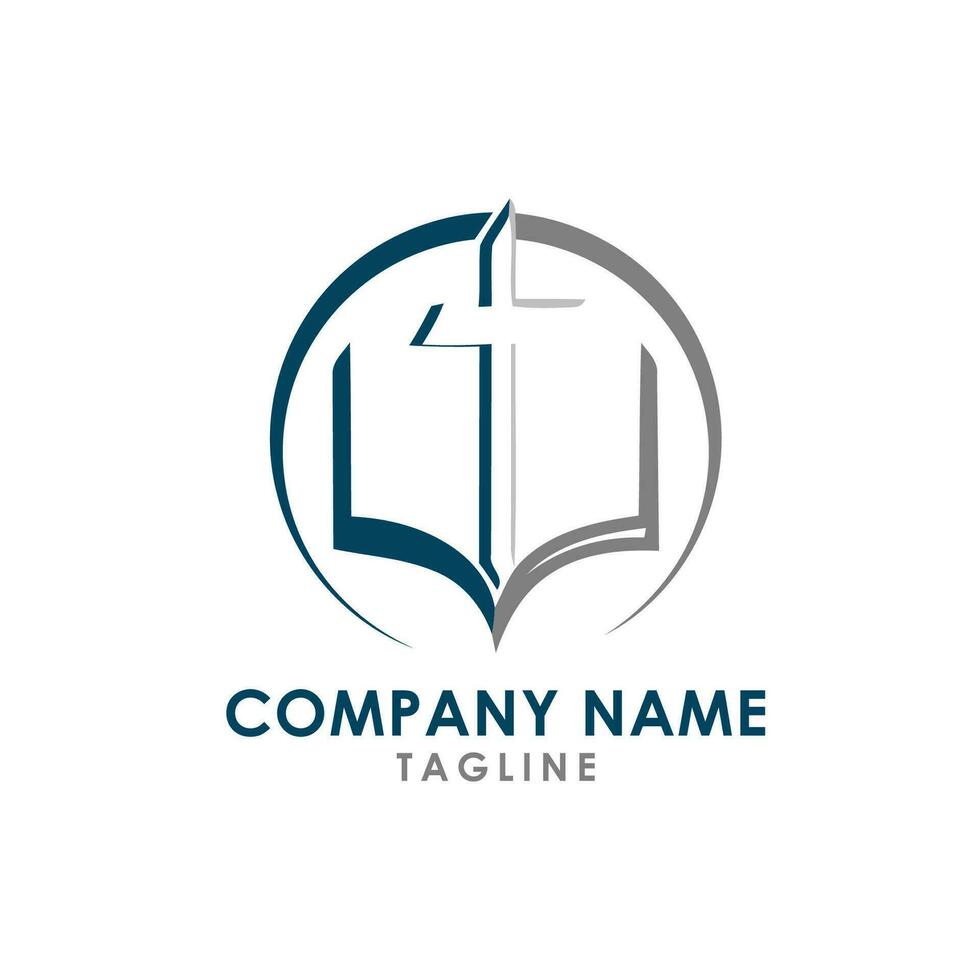 kristen bok logotyp design vektor