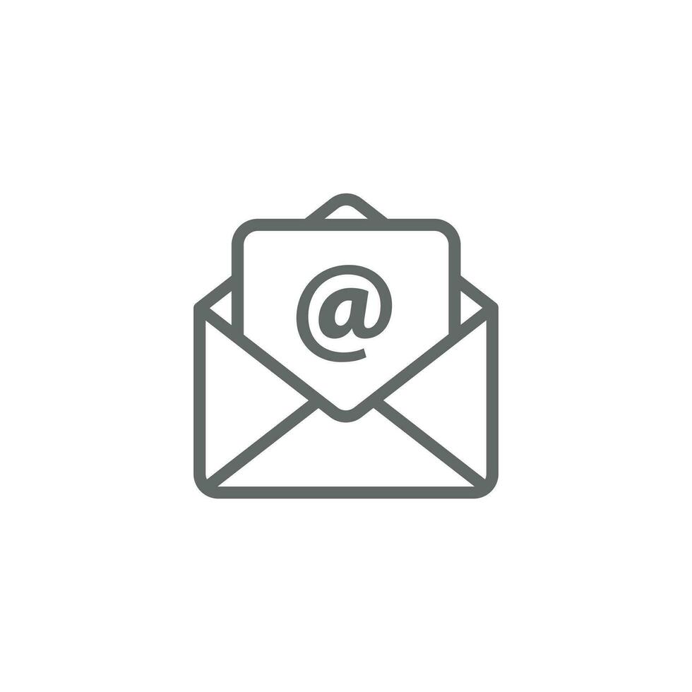 eps10 Gliederung Email Vektor Symbol isoliert auf Weiß Hintergrund. öffnen Briefumschlag Piktogramm im grau Farbe. Linie Kunst Mail Symbol.