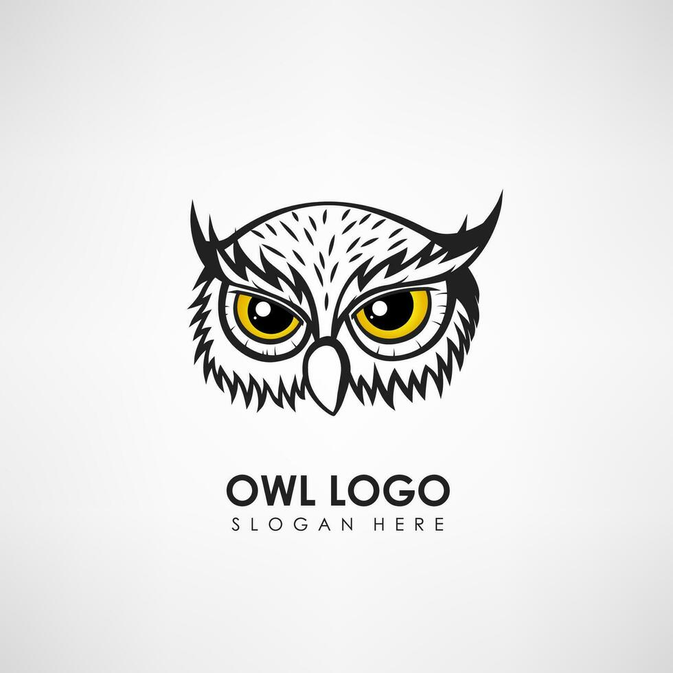 Uggla huvud begrepp logotyp mall. märka för företag eller organisation, vektor illustration