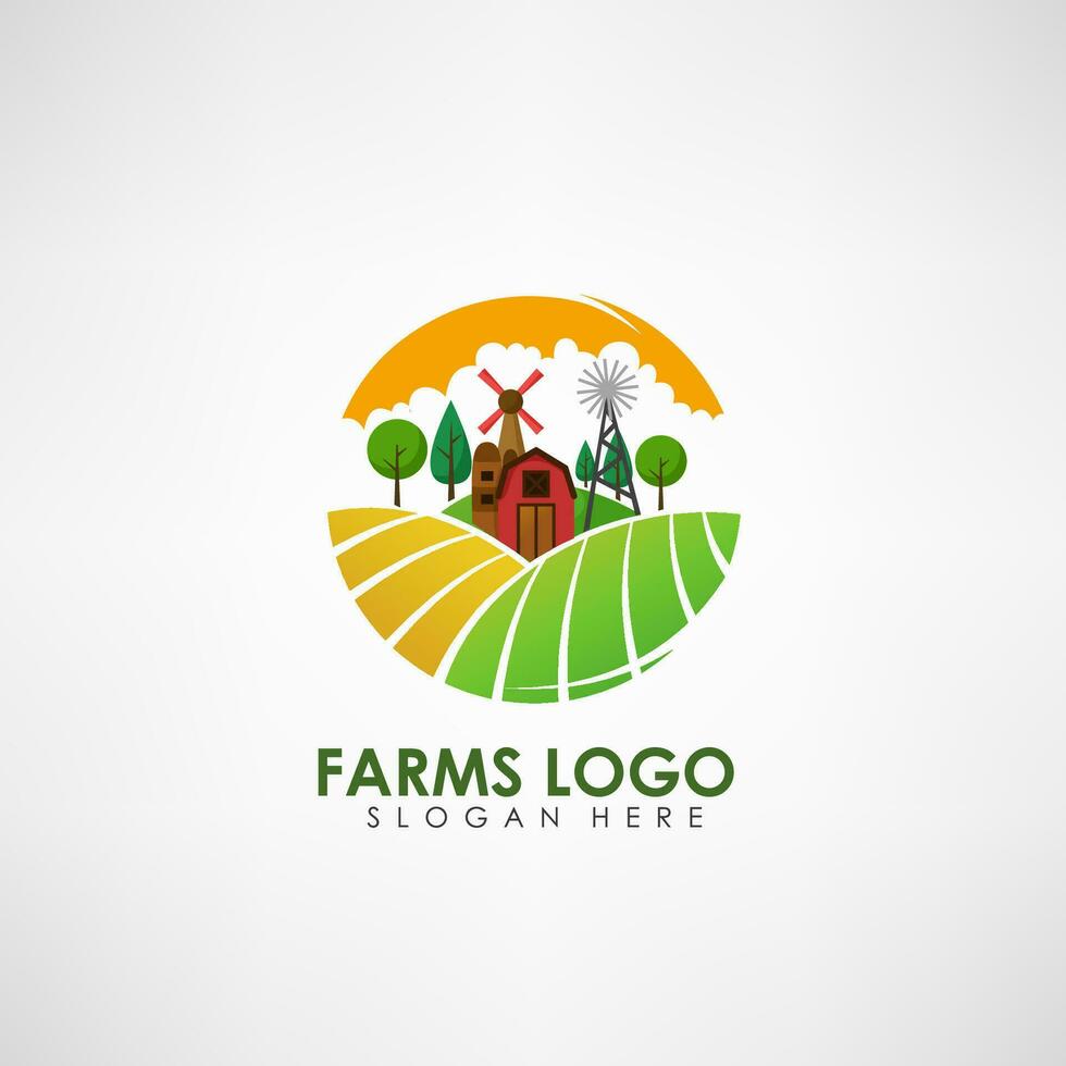 Bauernhof Konzept Logo Vorlage. Etikette zum natürlich Bauernhof Produkte, Vektor Illustration