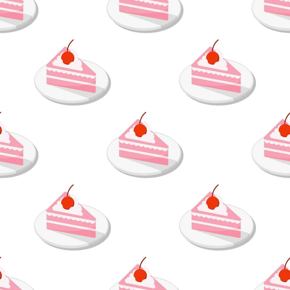 Erdbeere Kuchen nahtlos Muster auf Weiß Hintergrund. vektor