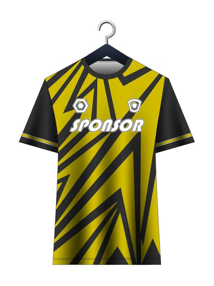 Fußball Jersey Attrappe, Lehrmodell, Simulation zum Fußball Verein. Vektor Sublimation Sport bekleidung Design. Uniform Vorderseite Aussicht Vorlagen Fußball Jersey. Jersey Design Ideen.