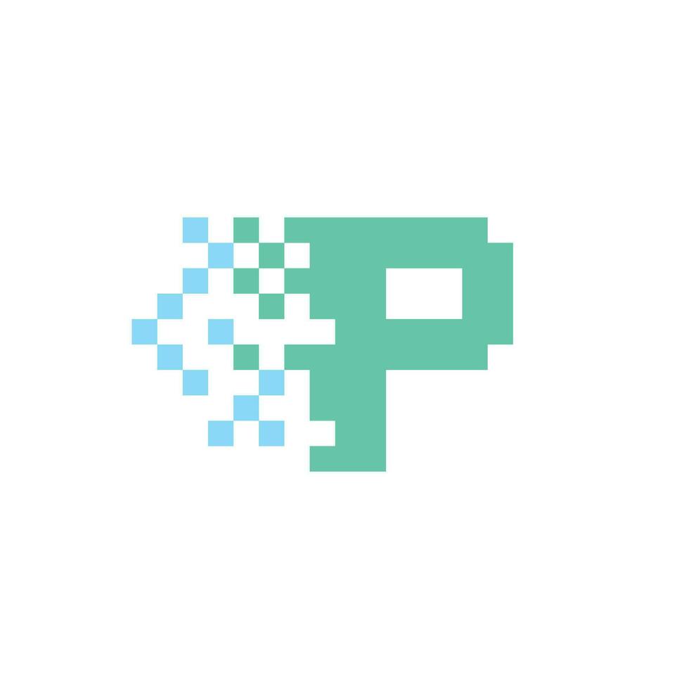en pixelated logotyp med de brev p vektor
