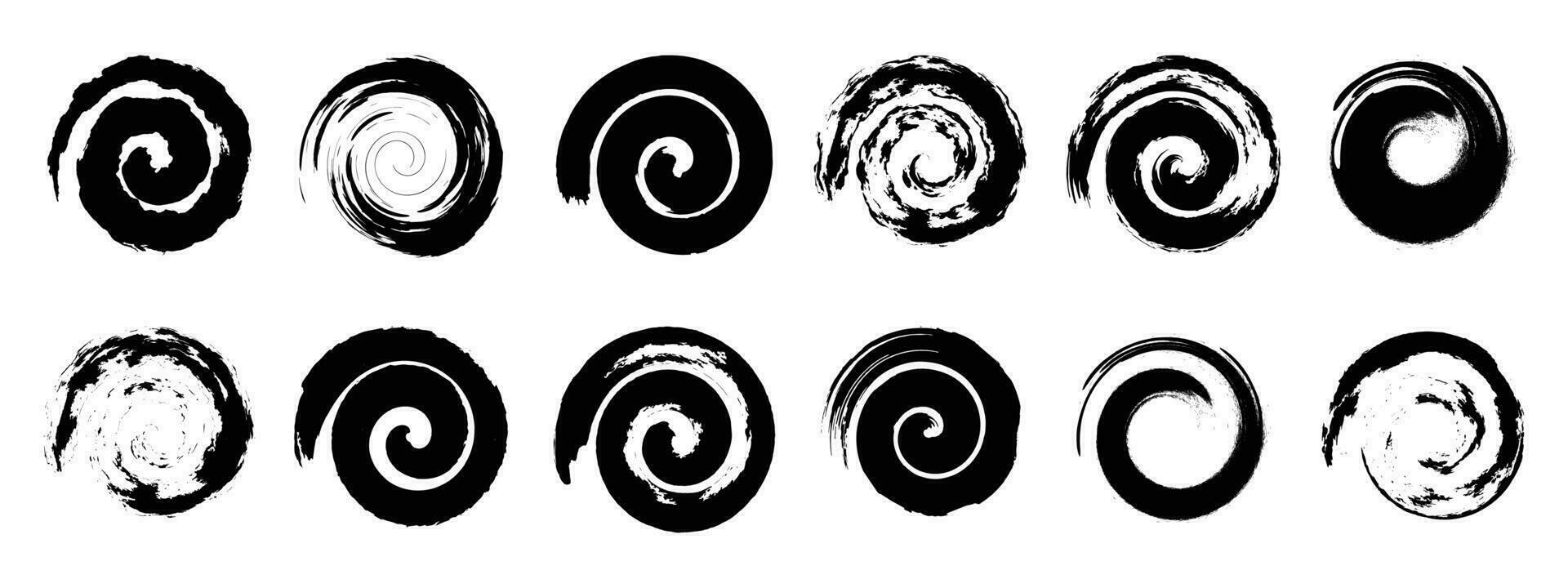 uppsättning av cirklar grunge design element med ångest textur. vektor