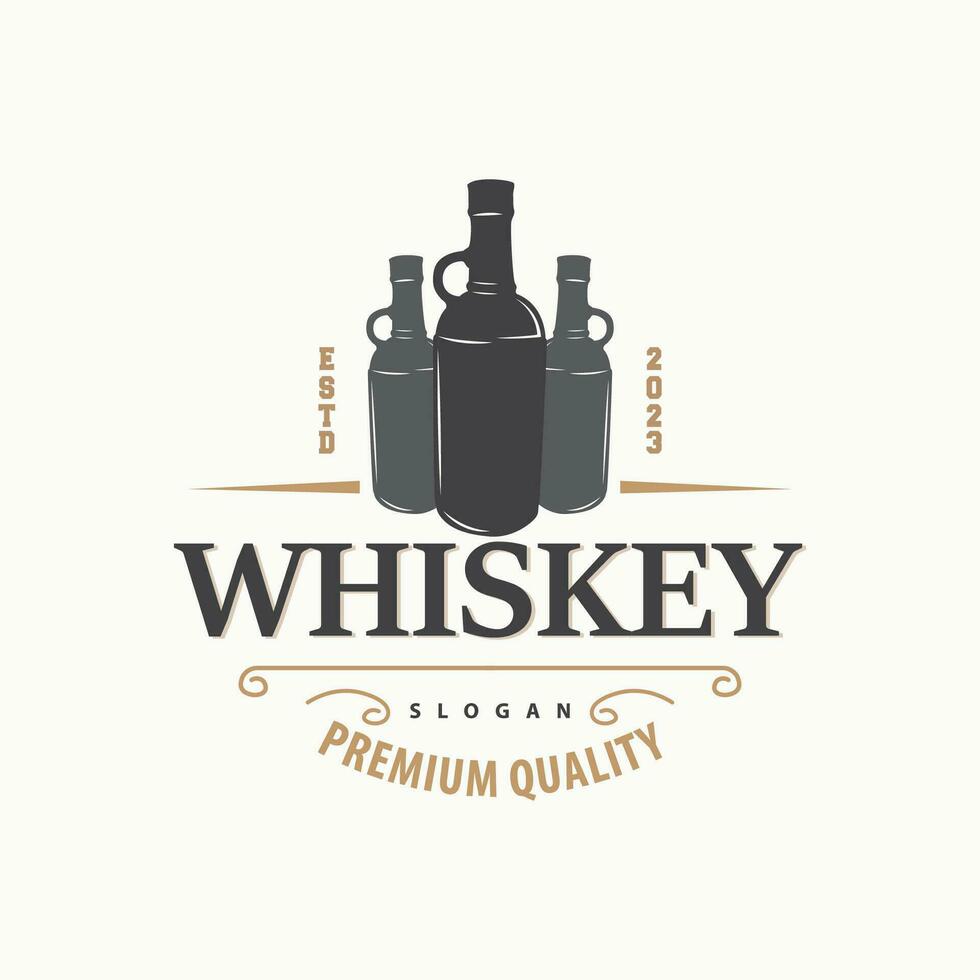 Whiskey Logo, trinken Etikette Design mit alt retro Jahrgang Ornament Illustration Prämie Vorlage vektor