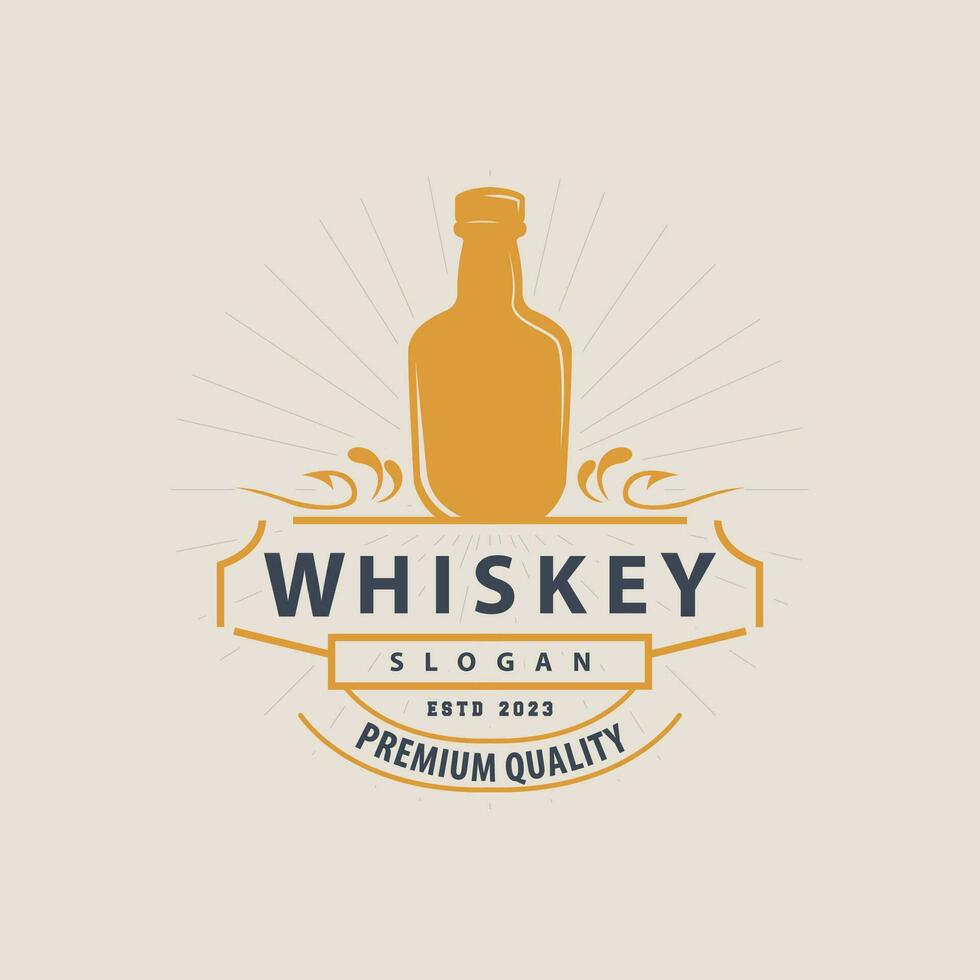 whisky logotyp, dryck märka design med gammal retro årgång prydnad illustration premie mall vektor