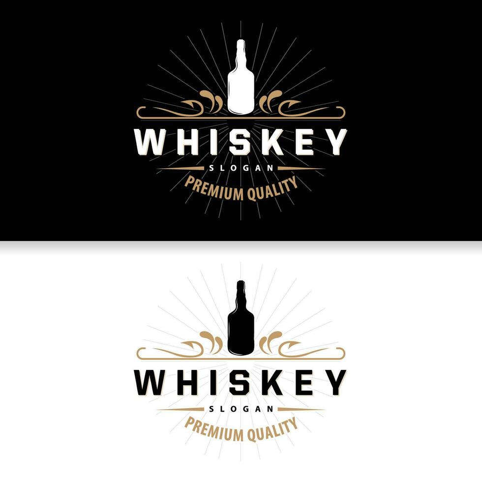 whisky logotyp, dryck märka design med gammal retro årgång prydnad illustration premie mall vektor