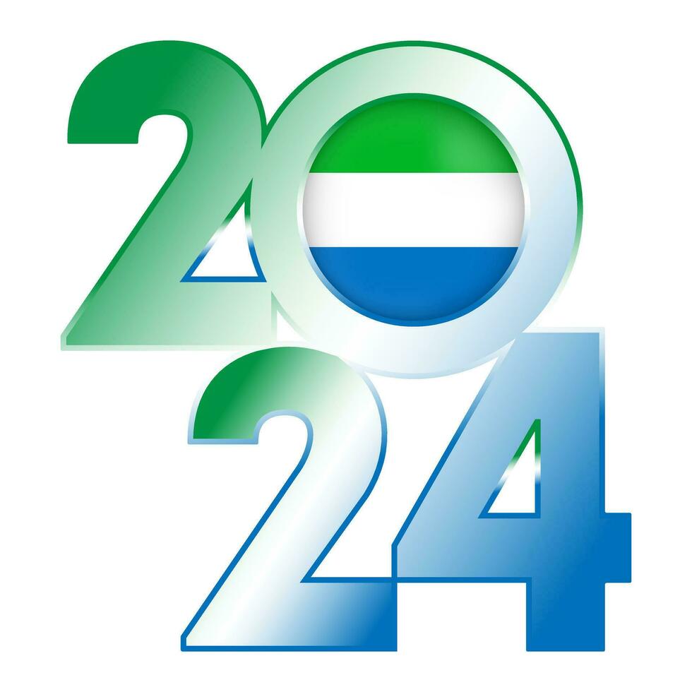 Lycklig ny år 2024 baner med sierra leone flagga inuti. vektor illustration.
