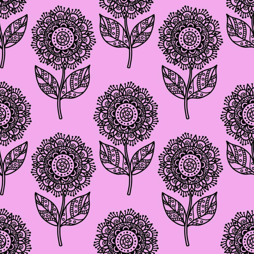 nahtlos Muster mit Mandala Blumen. schön schwarz und Weiß Blumen- Mandala Element. Lager Vektor Abbildungen zum das Internet und Drucken, Textilien, Hintergründe, Tapeten und Verpackung Papier. Vektor Illustration