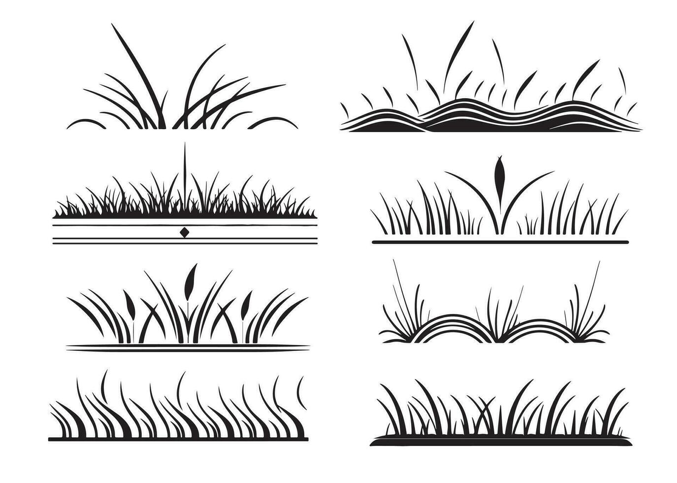 Gras einstellen von Symbole und sign.eco Symbol Satz, Hand gezeichnet. Kraut vektor