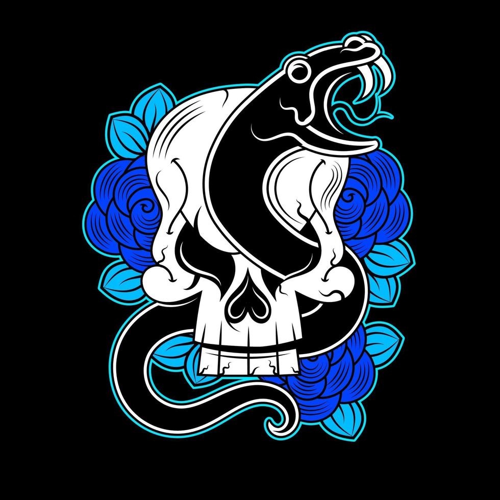 Vektor Schlange und Schädel Tattoo-Design mit Banner