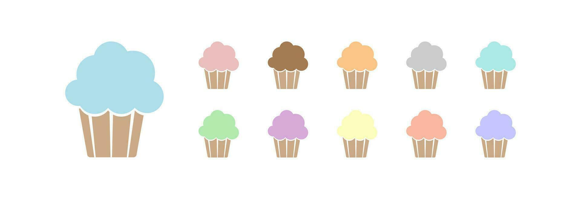 Cupcake Symbol im anders Farben auf ein Weiß Hintergrund. vektor