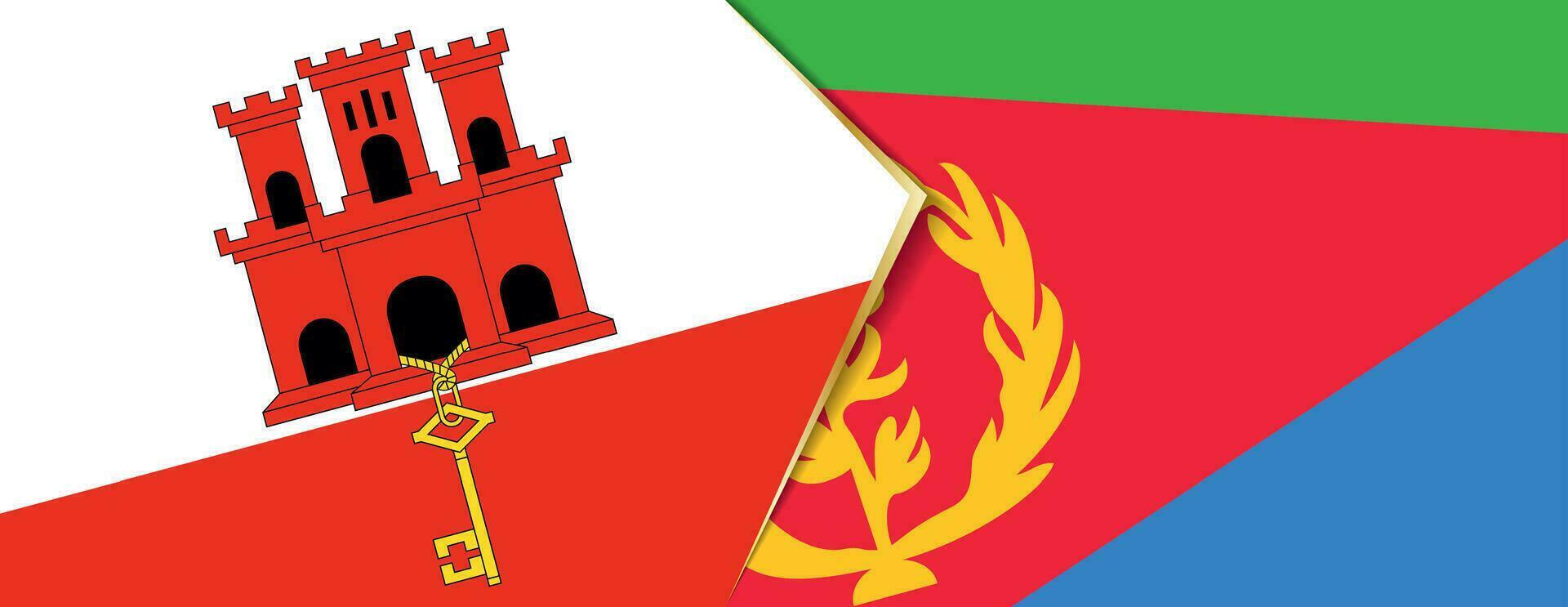 Gibraltar und eritrea Flaggen, zwei Vektor Flaggen.