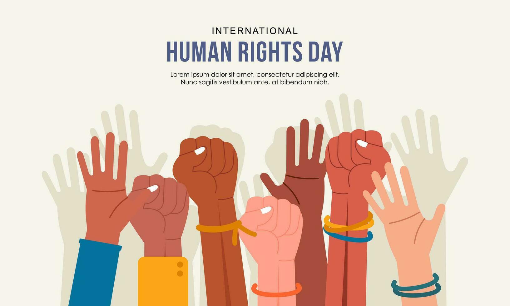 hand dragen internationell mänsklig rättigheter dag bakgrund med händer vektor