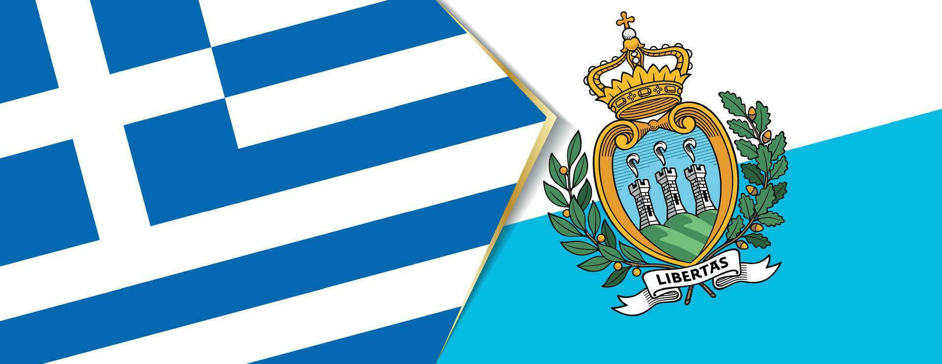 grekland och san marino flaggor, två vektor flaggor.