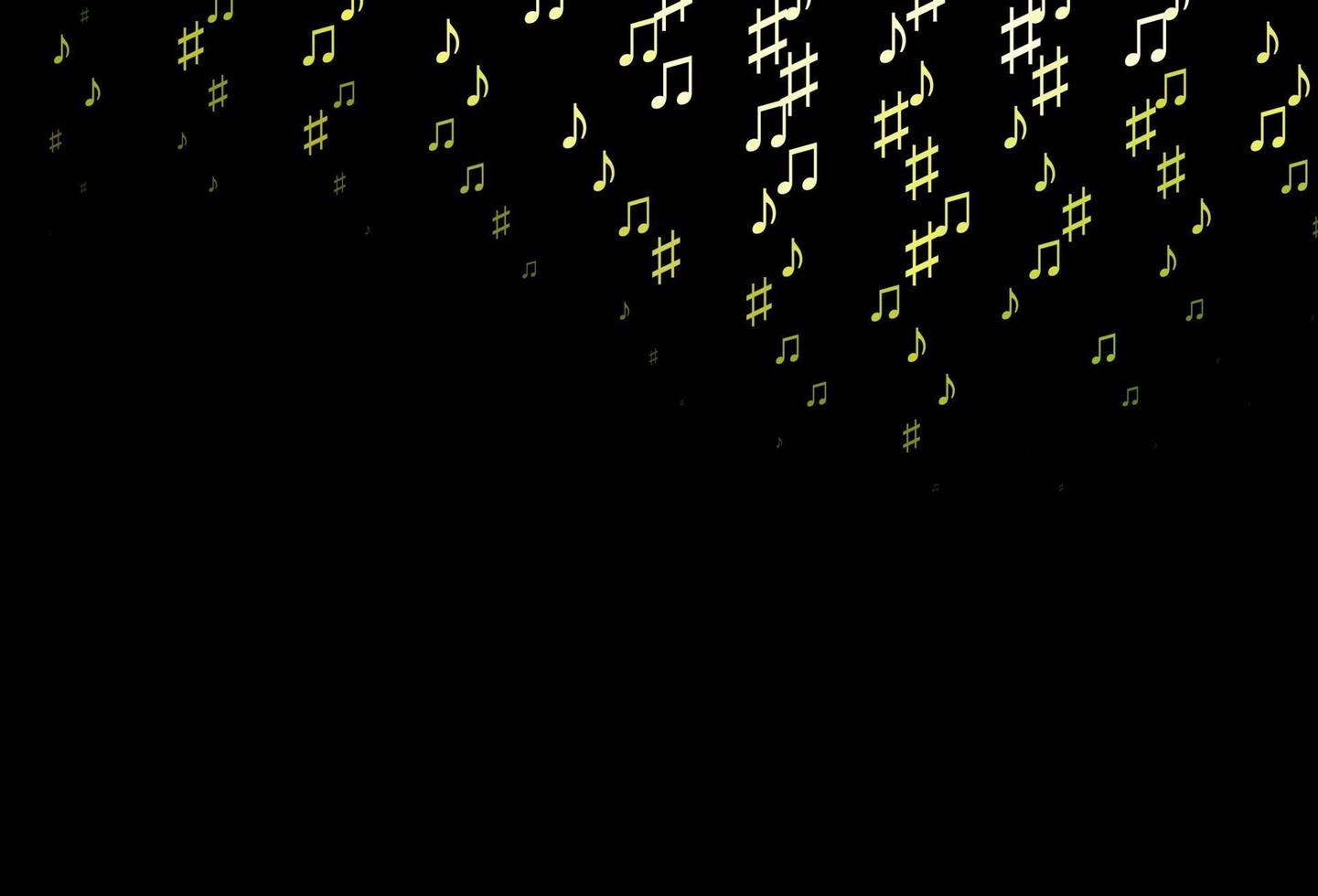 dunkelgrünes, gelbes Vektormuster mit Musikelementen. vektor