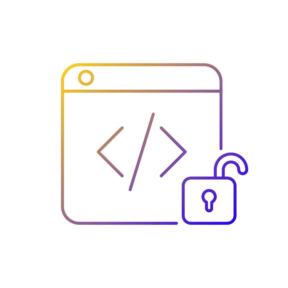 Open-Source-Code-Plattformen lineares Vektorsymbol mit Farbverlauf vektor