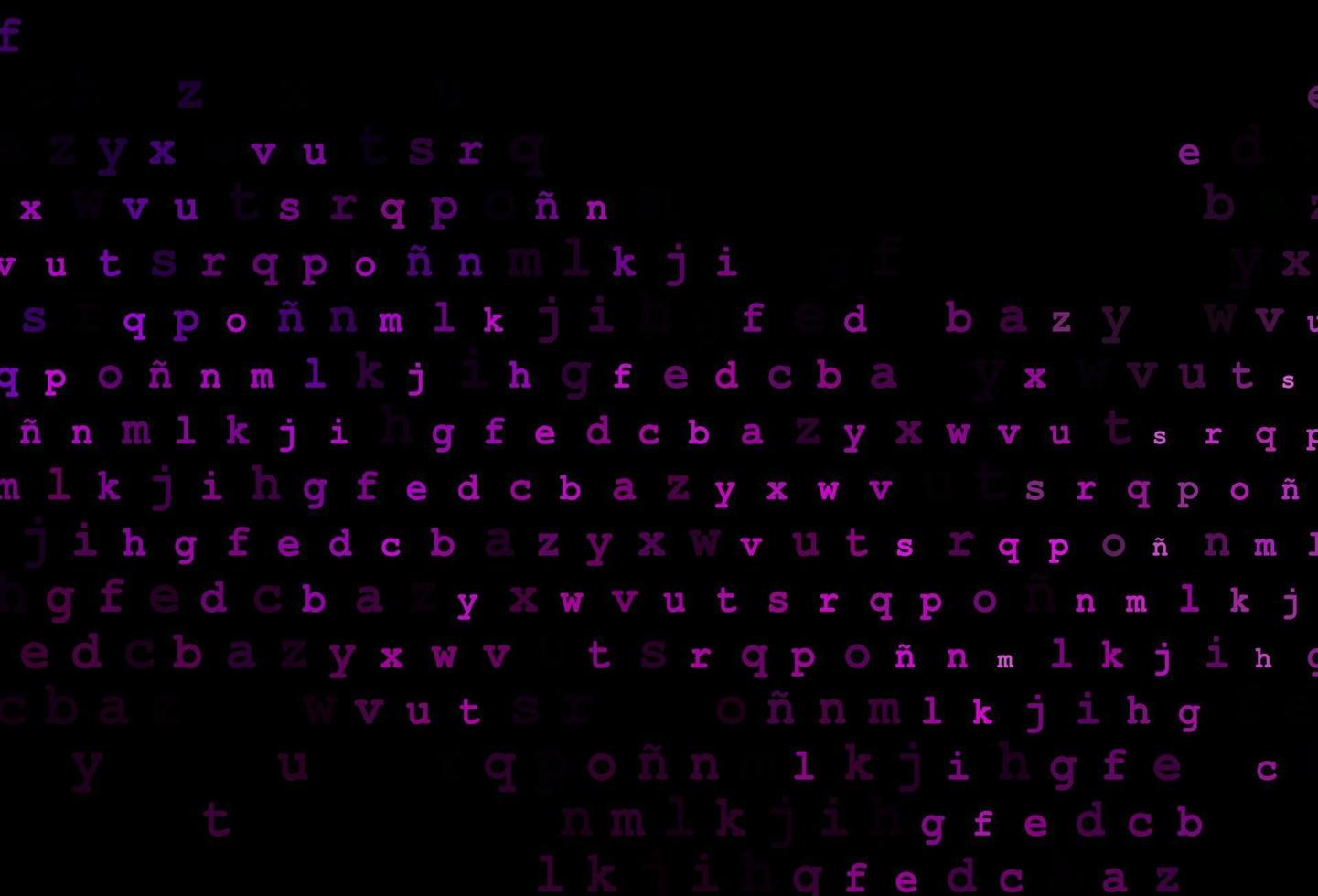 dunkelvioletter Vektorhintergrund mit Zeichen des Alphabets. vektor