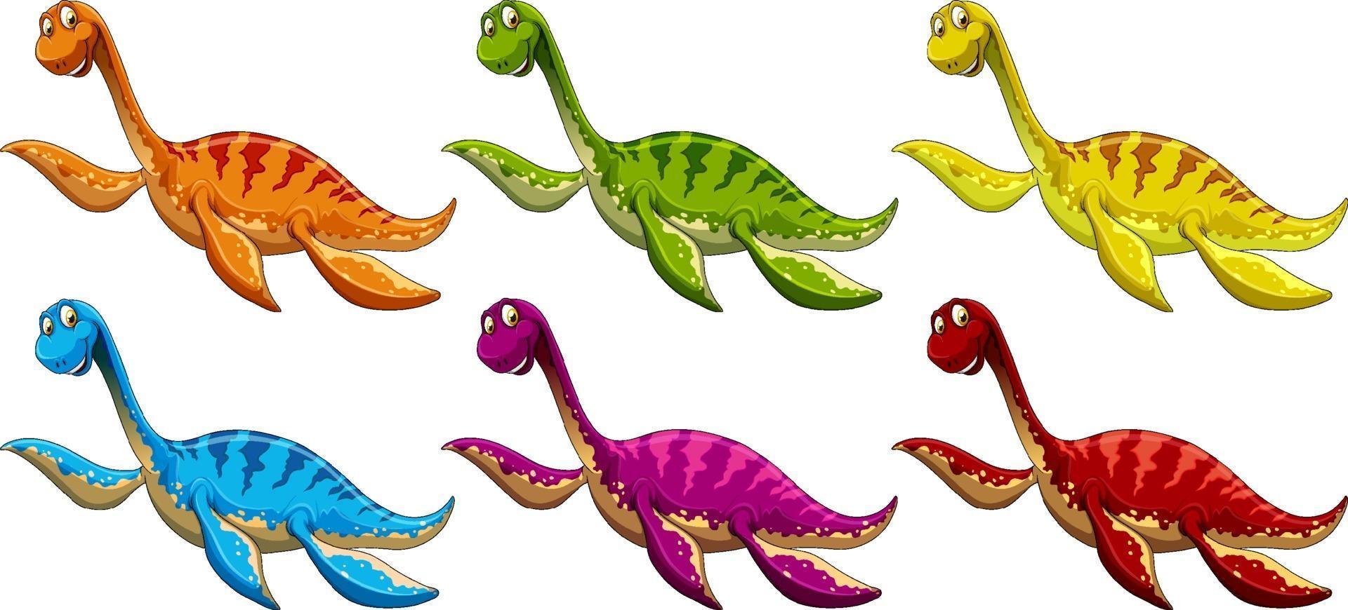 Satz Pliosaurus-Dinosaurier-Zeichentrickfigur vektor