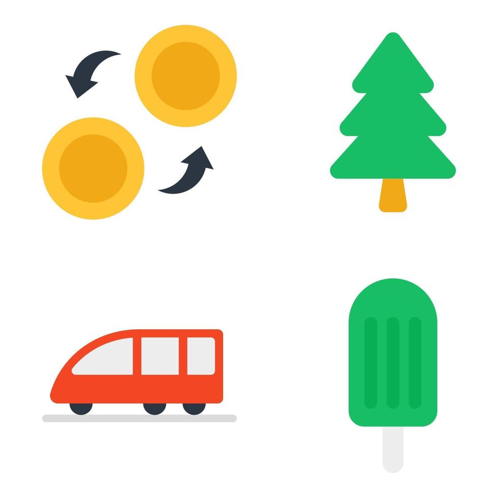 paket med resor och camping platt ikoner vektor