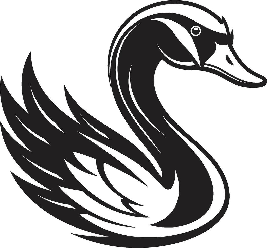 konstnärlig svan illustration svart och vit fågel emblem vektor