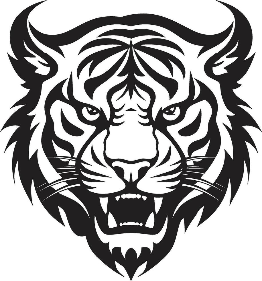 kunglig svart tiger profil graciös djungel katt logotyp vektor