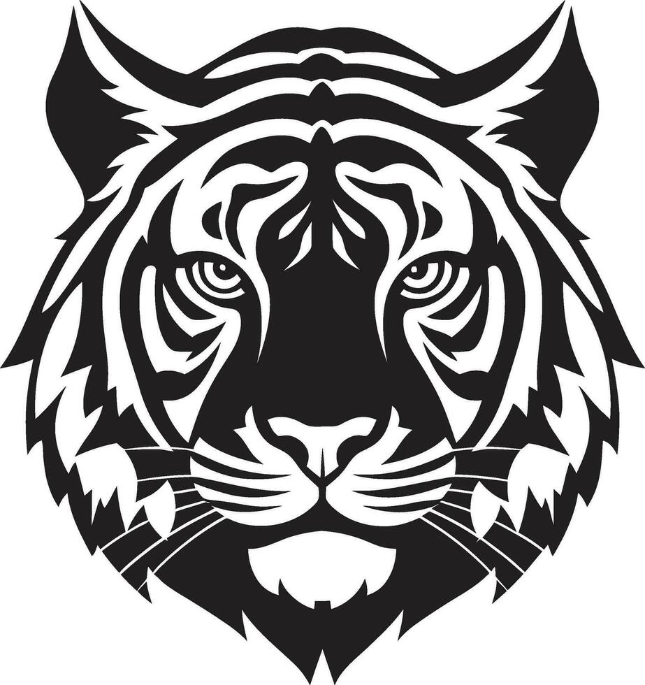 elegant nattetid tiger ikon majestätisk vildkatt linjal logotyp vektor