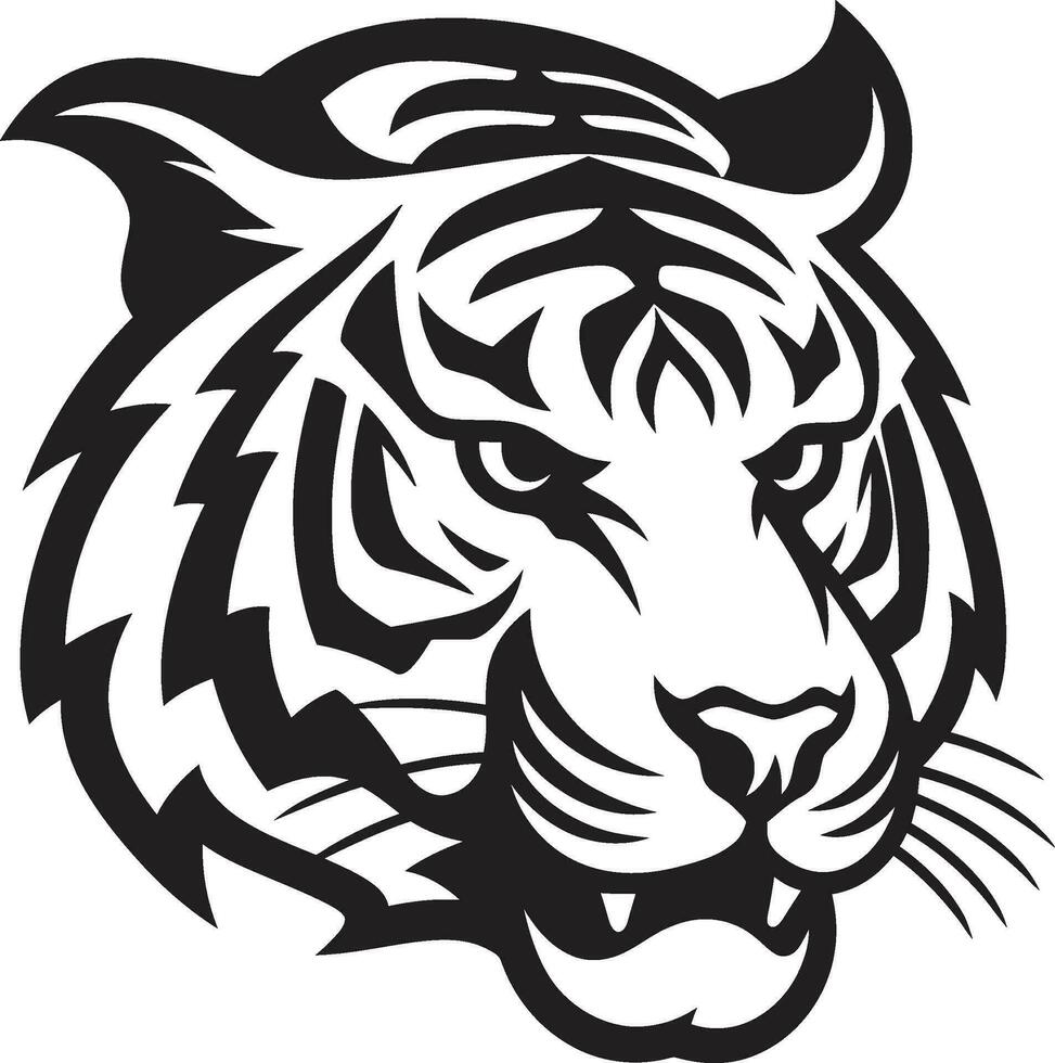 nattlig rovdjur symbol svartvit tiger kung emblem vektor