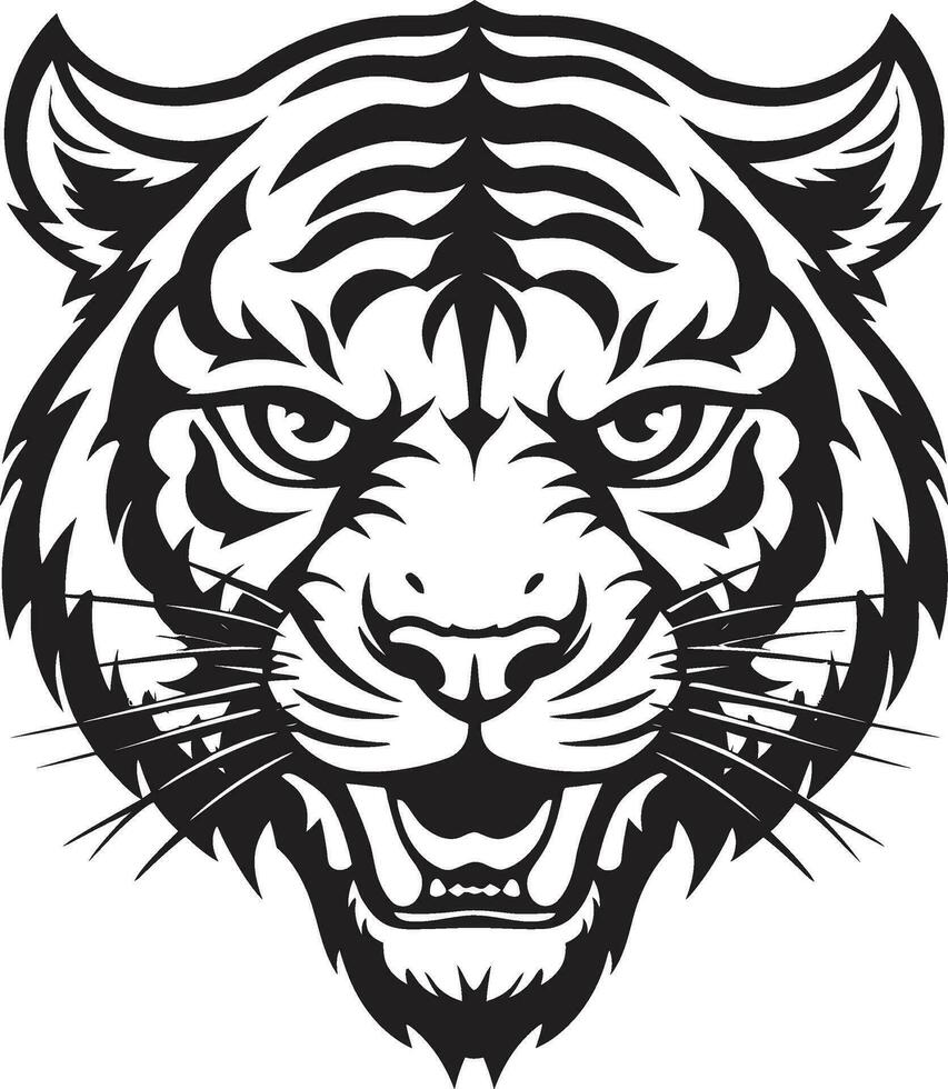 einfarbig Tiger Stolz Emblem Mitternacht Panthera Kunstwerk vektor