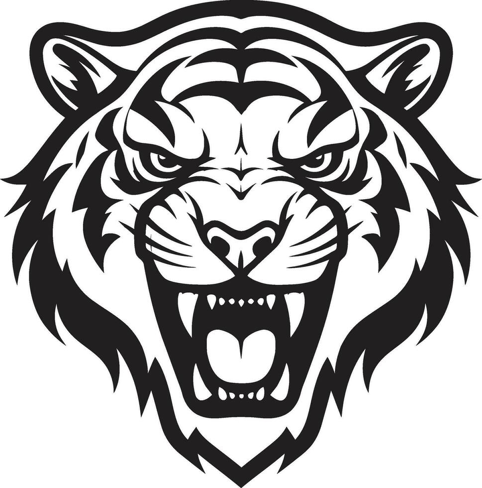 nachtaktiv Tiger Gesicht Logo Regal schwarz Tiger Profil vektor