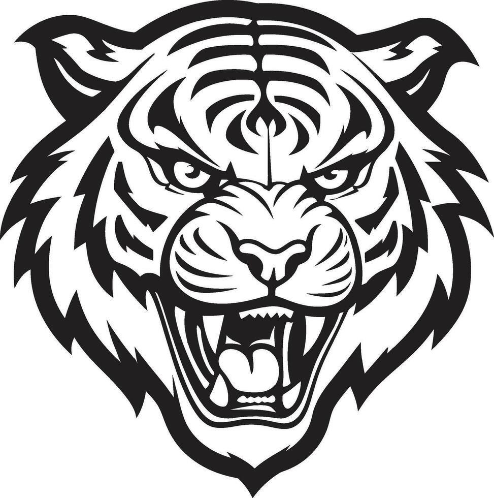 prowling majestät täta nattlig tiger ansikte logotyp vektor