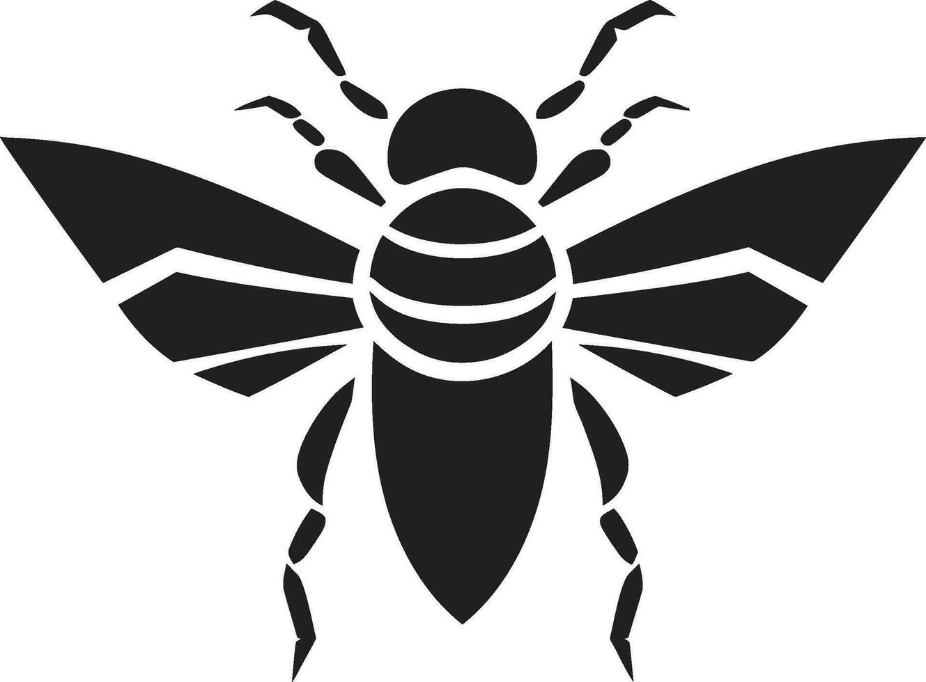 svartvit insekt kommando emblem tyst bevingad besegrare logotyp vektor