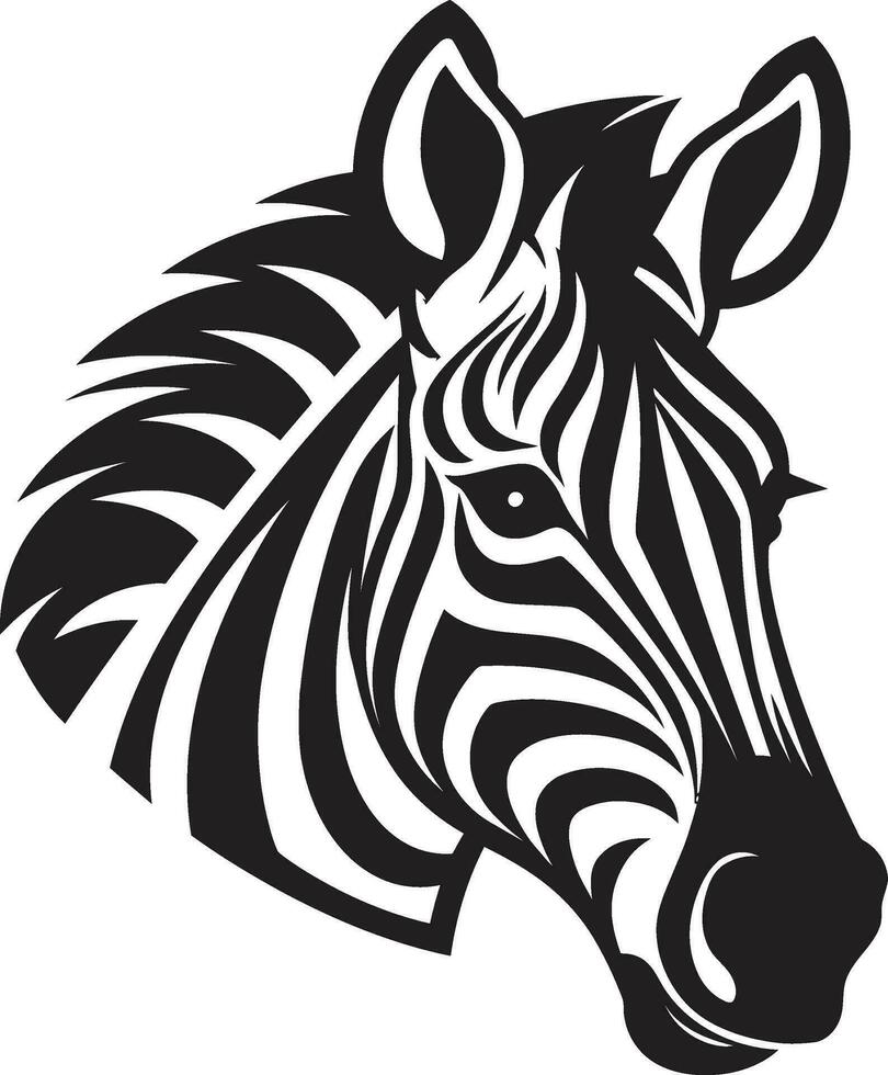 majestätisk zebra ansikte symbol kunglig svartvit majestät ikon vektor