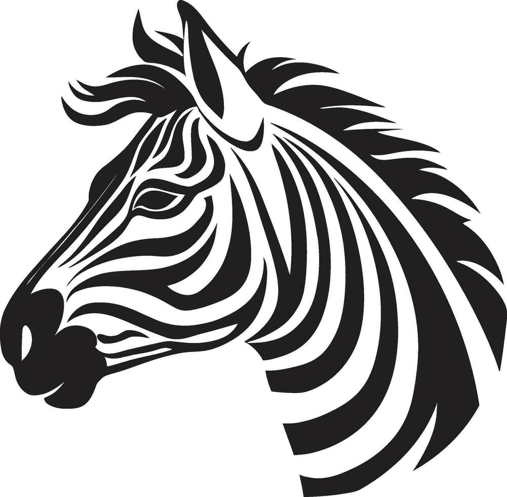 Zebras Regal Profil Abzeichen monochromatisch gestreift Majestät Kennzeichen vektor