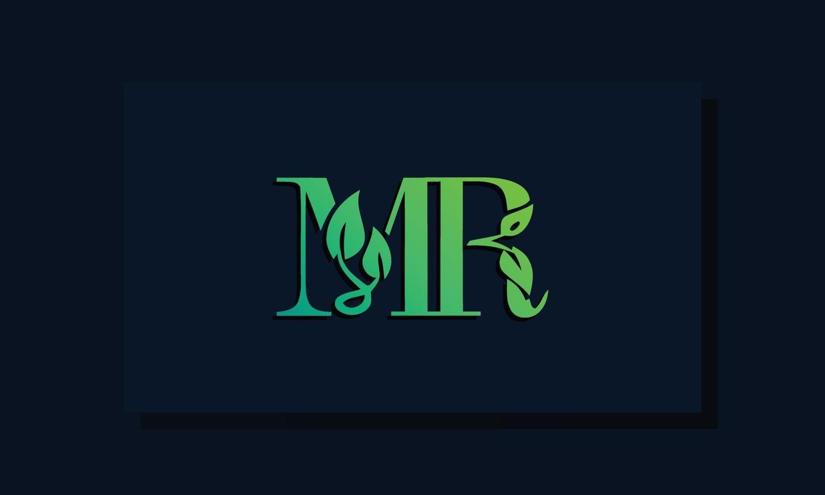 minimal leaf style initial mr logo vektor