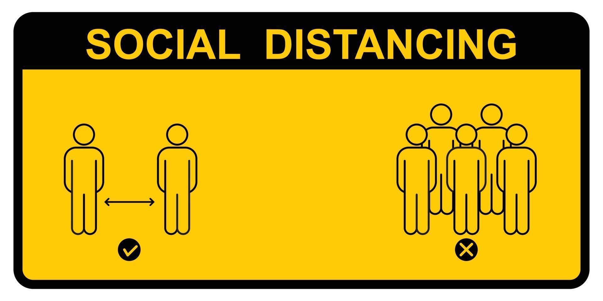 Zeichen für soziale Distanz halten Abstand zu anderen Menschen in der Öffentlichkeit. vektor