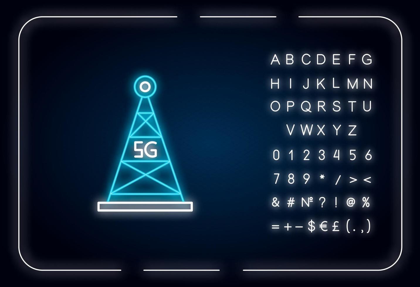 5g Mobilfunkmast Neonlicht-Symbol vektor