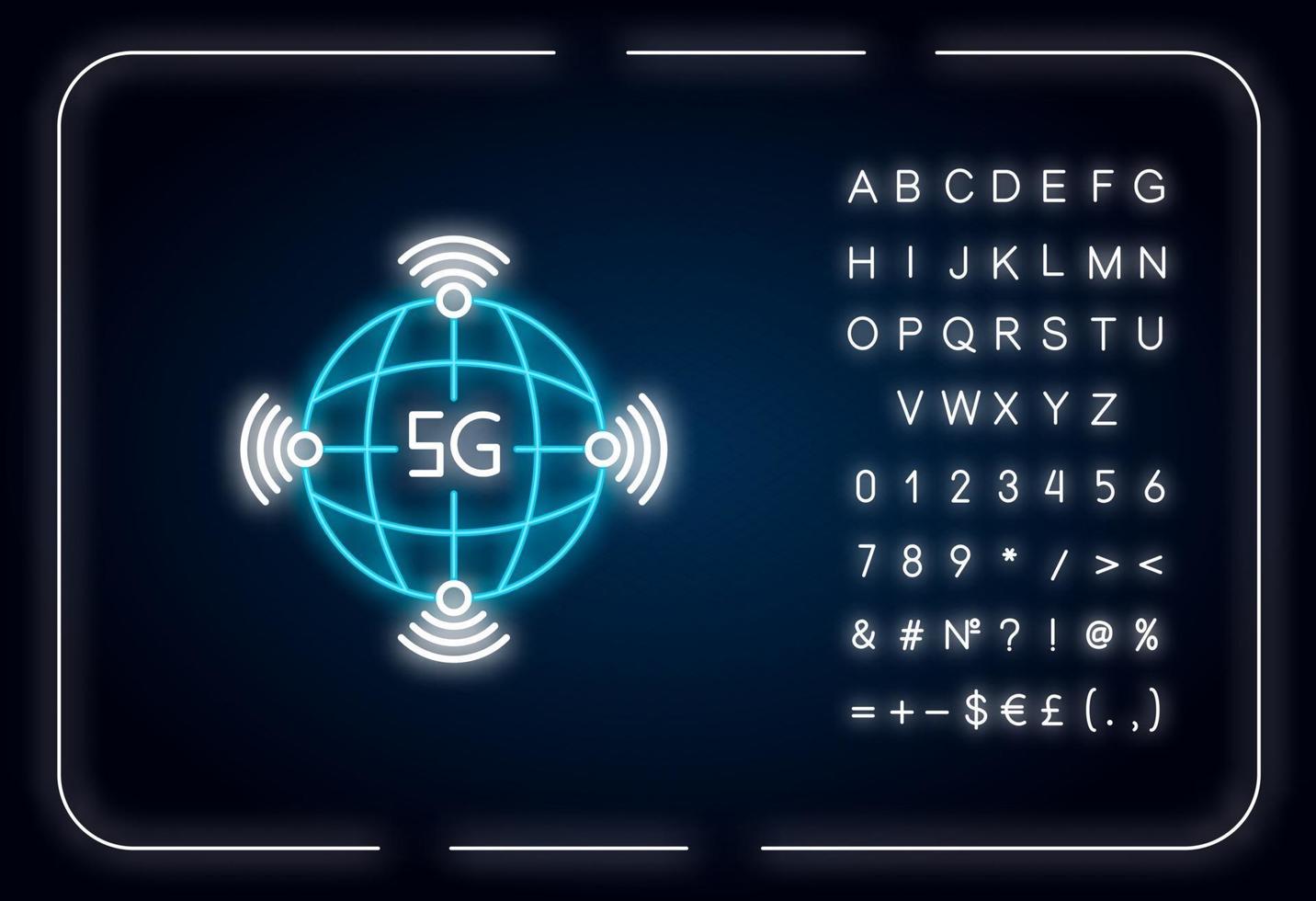 5g weltweite Verfügbarkeit Neonlicht-Symbol vektor