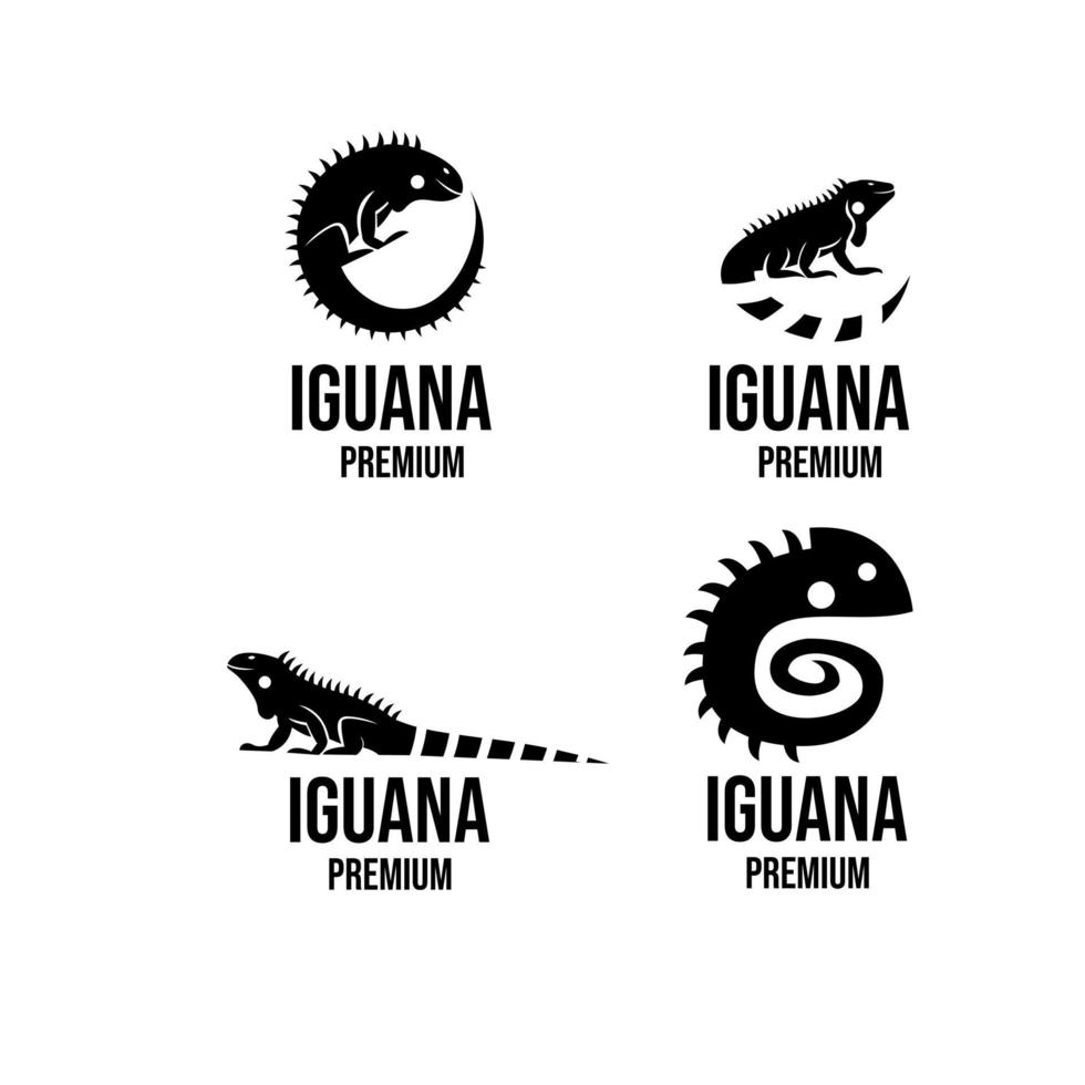 set samling iguana logotyp ikon design illustration vektor