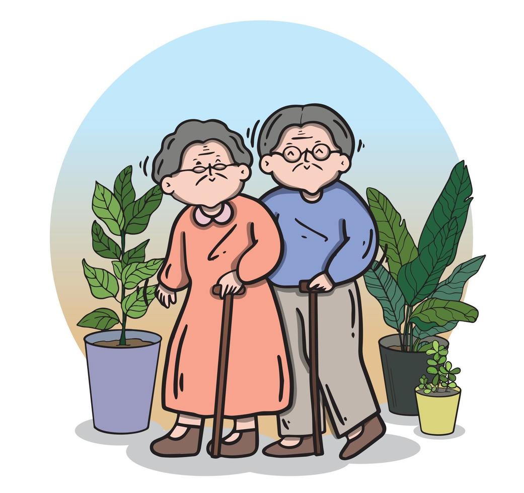 älterer Mann und Frau, Familie ältere Menschen bleiben vektor