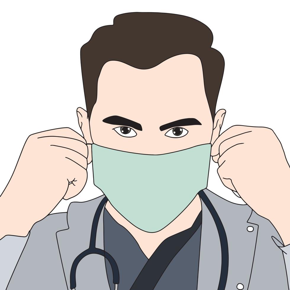 Vektorzeichen mit handgezeichneter Illustration der Maske - Virenschutz. vektor