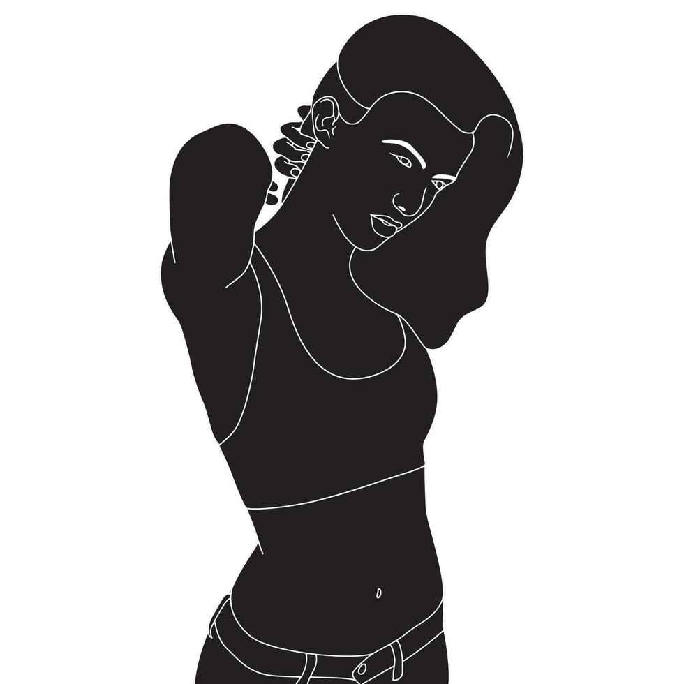 silhuett - atletiska kvinnor modell -illustration på vit bakgrund vektor